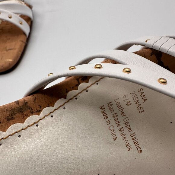 Naturalizer Sana White Strappy Sandal Heels With Cork Sole Studded Detail - Picture 11 of 14